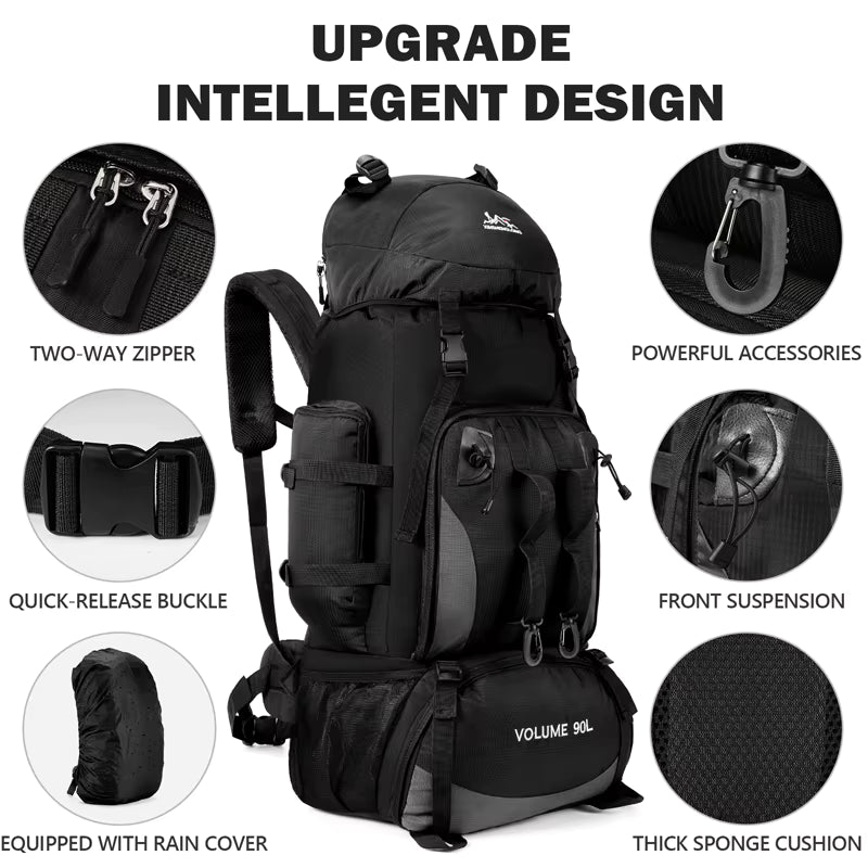 Sac à Dos de survie 90L + Housse Imperméable – Conçu pour l’Aventure Ultime